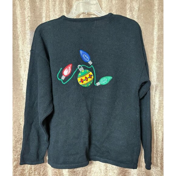 Vintage Women's Christmas Cardigan Sweater 3D Embroidered Button-Up Size M Ramie - Picture 2 of 10
